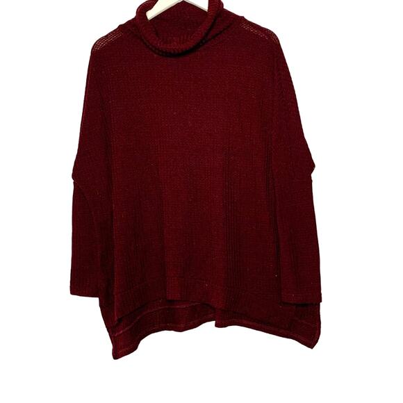 Maroon Waffle Knit Sweater Oversized - Picture 1 of 3